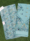 Blue print suit soft cloth