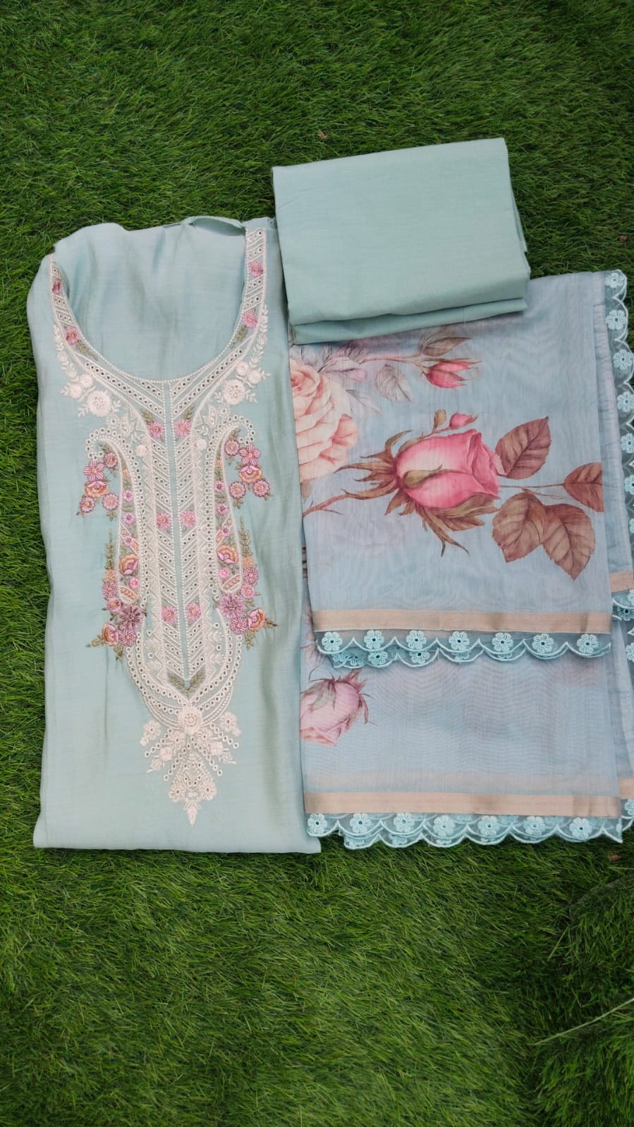 Blue printed suit