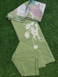 Premium cotton suit natural light green color with print